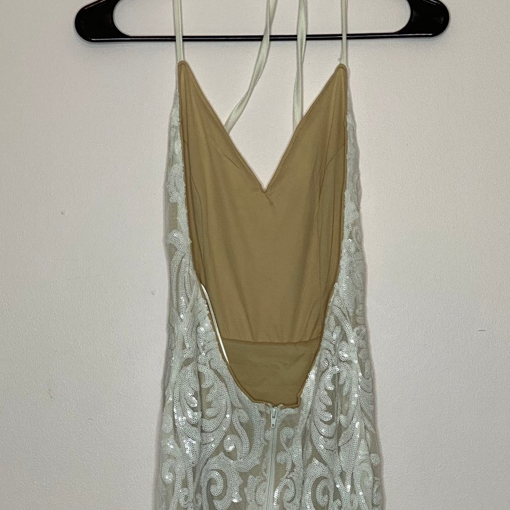 Windsor Meg Formal Sequin Halter Dress White Sz M - Picture 8 of 15